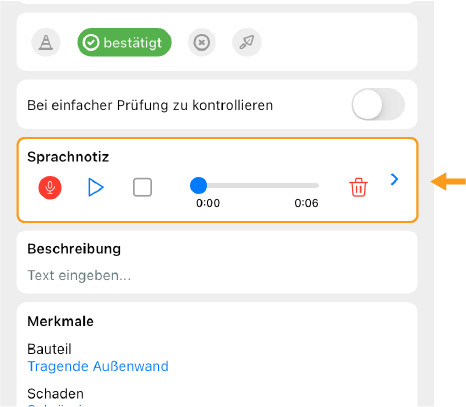Sprachnotizen interaktion